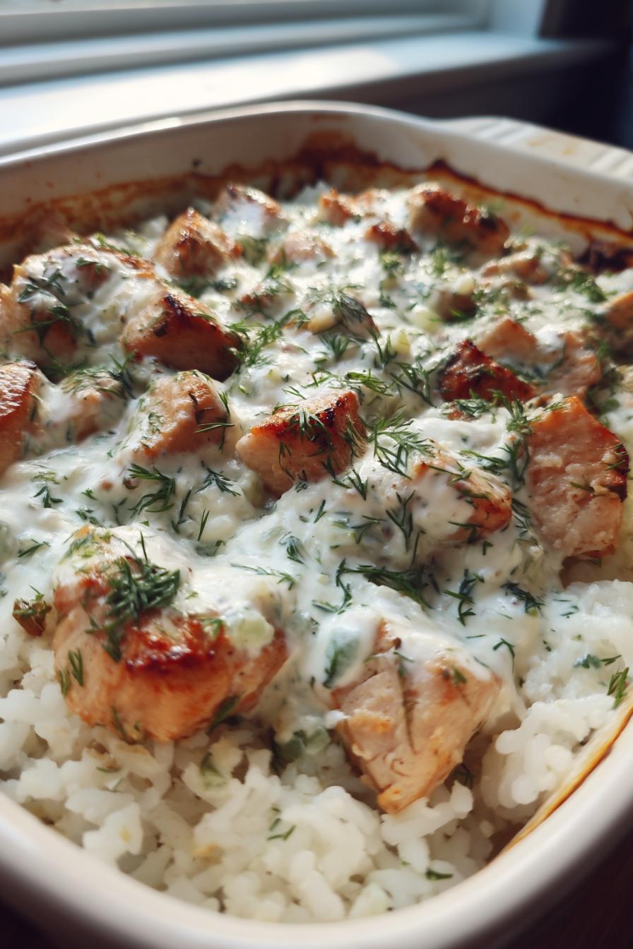 Dump and Bake Chicken Tzatziki with Rice - detail 2