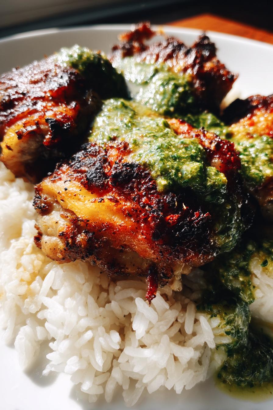 Peruvian Chicken & Rice with Green Sauce