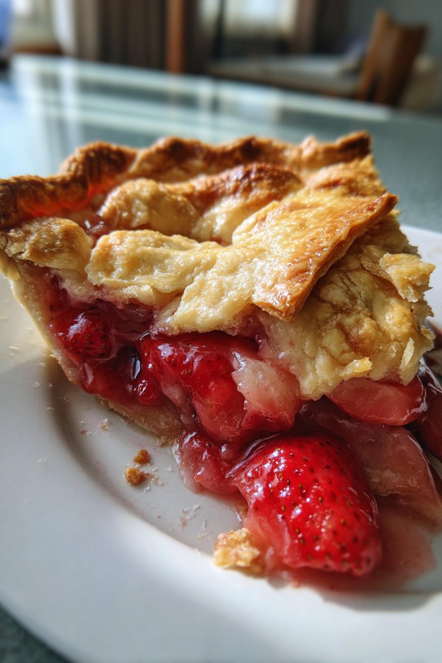 Strawberry rhubarb pie - detail 1