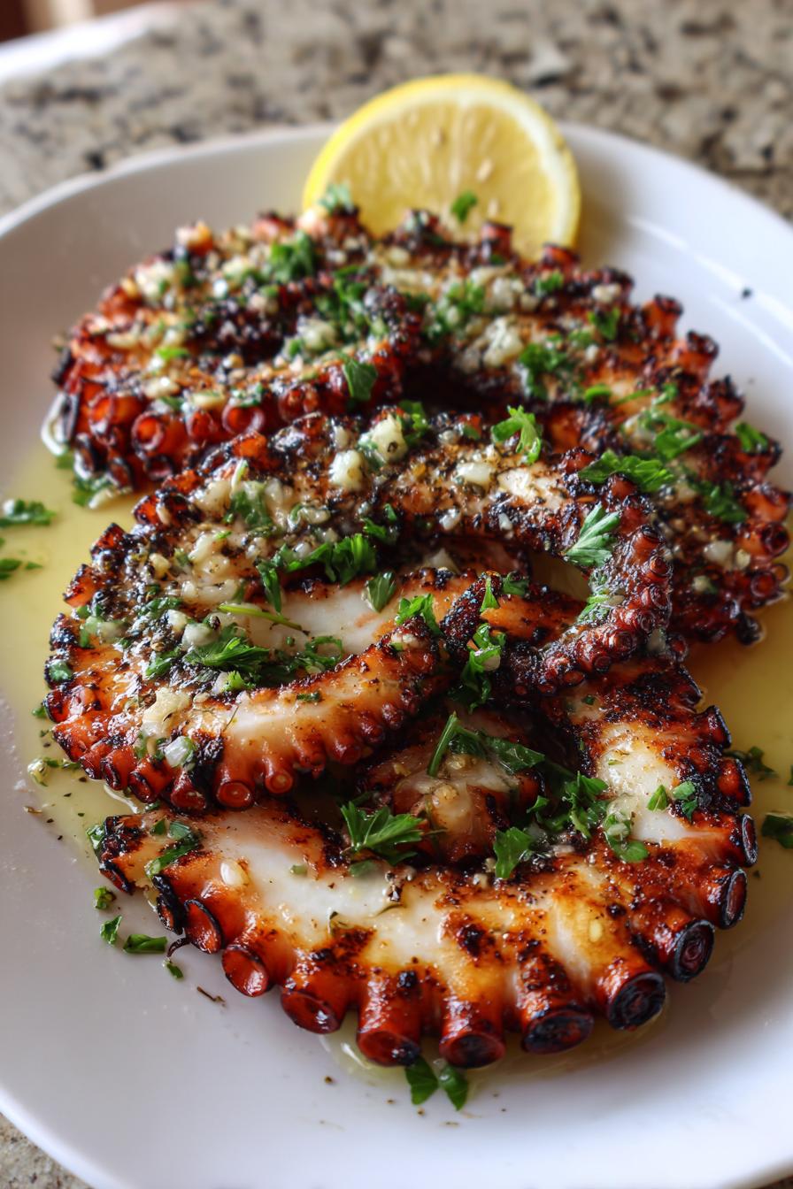 grilled octopus seafood dish - detail 1