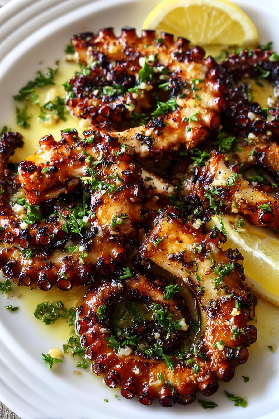 grilled octopus seafood dish